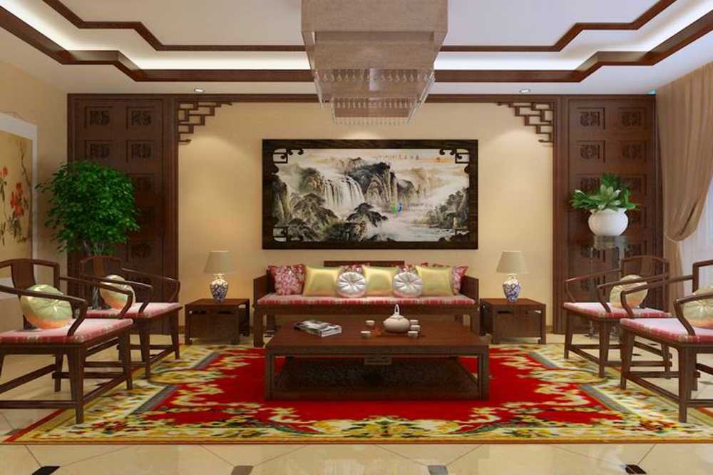 五居室 中式风格 客厅图片来自石家庄业之峰装饰虎子在祥云国际220平米新中式风格设计的分享