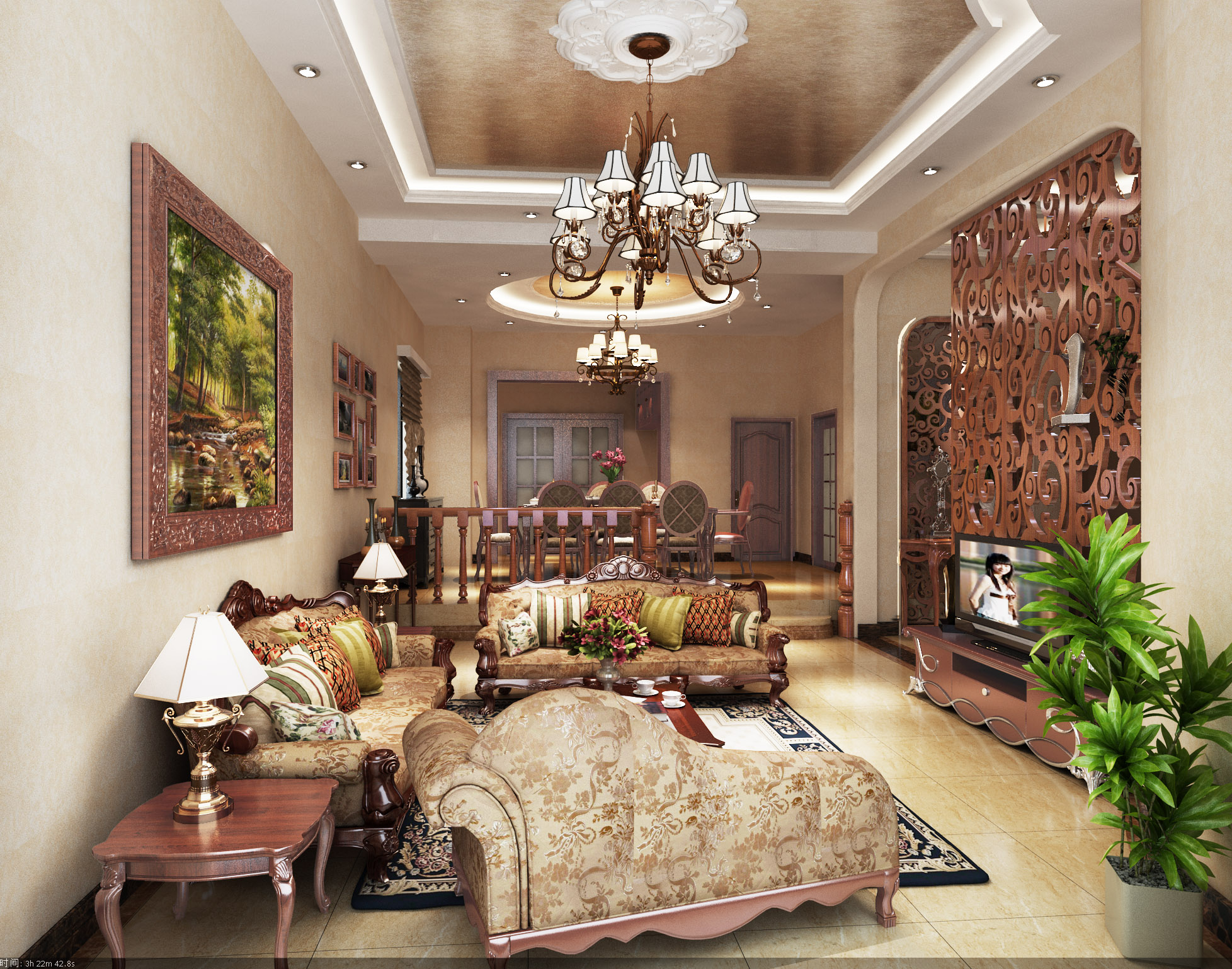欧式 别墅 客厅图片来自北京今朝装饰刘在君山高尔夫400平欧式经典设计的分享