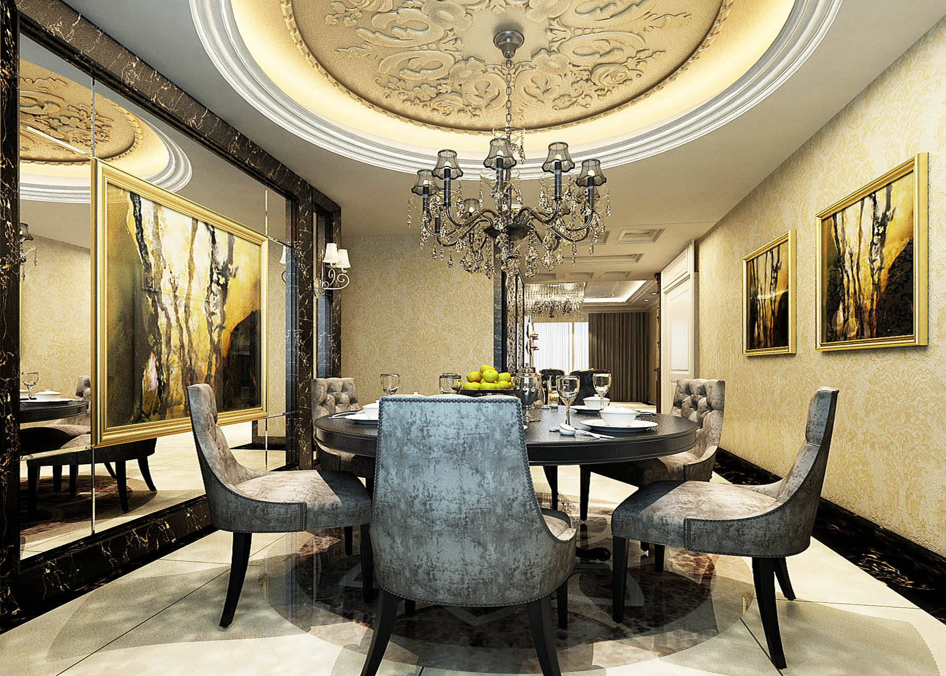 欧式 三居 现代感欧式 餐厅图片来自天津实创装饰集团l在115平精致奢华的欧式的分享