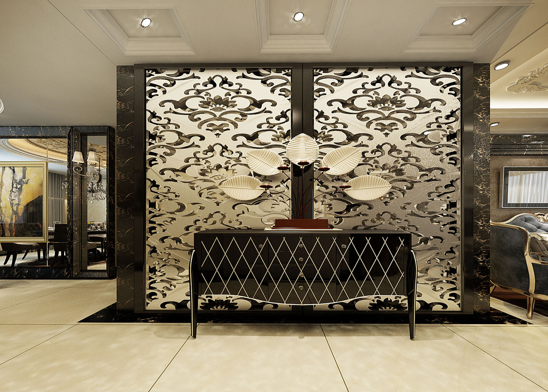 欧式 三居 玄关图片来自天津实创装饰集团l在115平精致奢华的欧式的分享