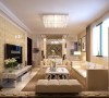 本案是现代简约风格设计，微晶石与镜面的搭配，使得整体客厅空间，更显简约大气，精致的地面玻打线，让现代风格简约不简单。