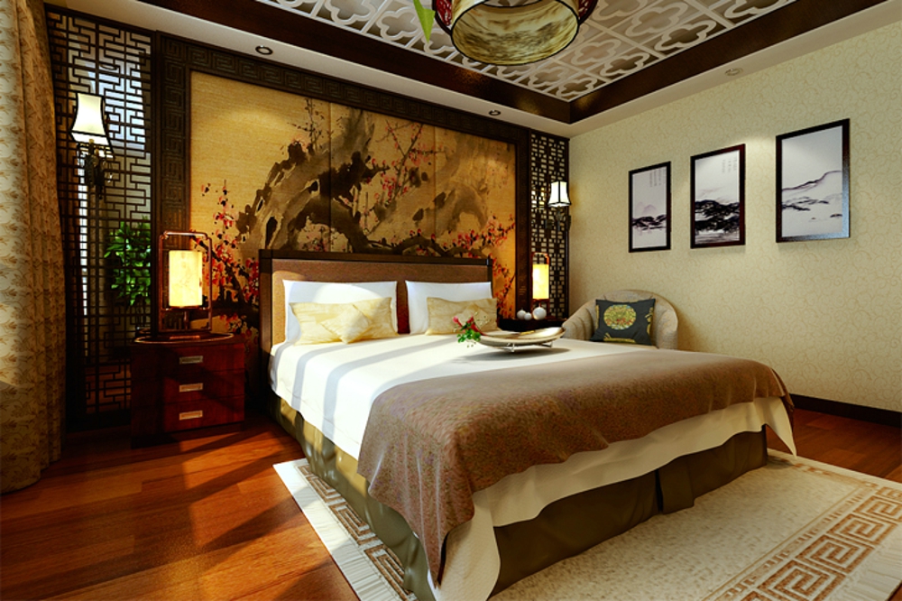 中式 效果图 卧室图片来自石家庄业之峰装饰虎子在国赫 澜山 200平米新中式风格的分享
