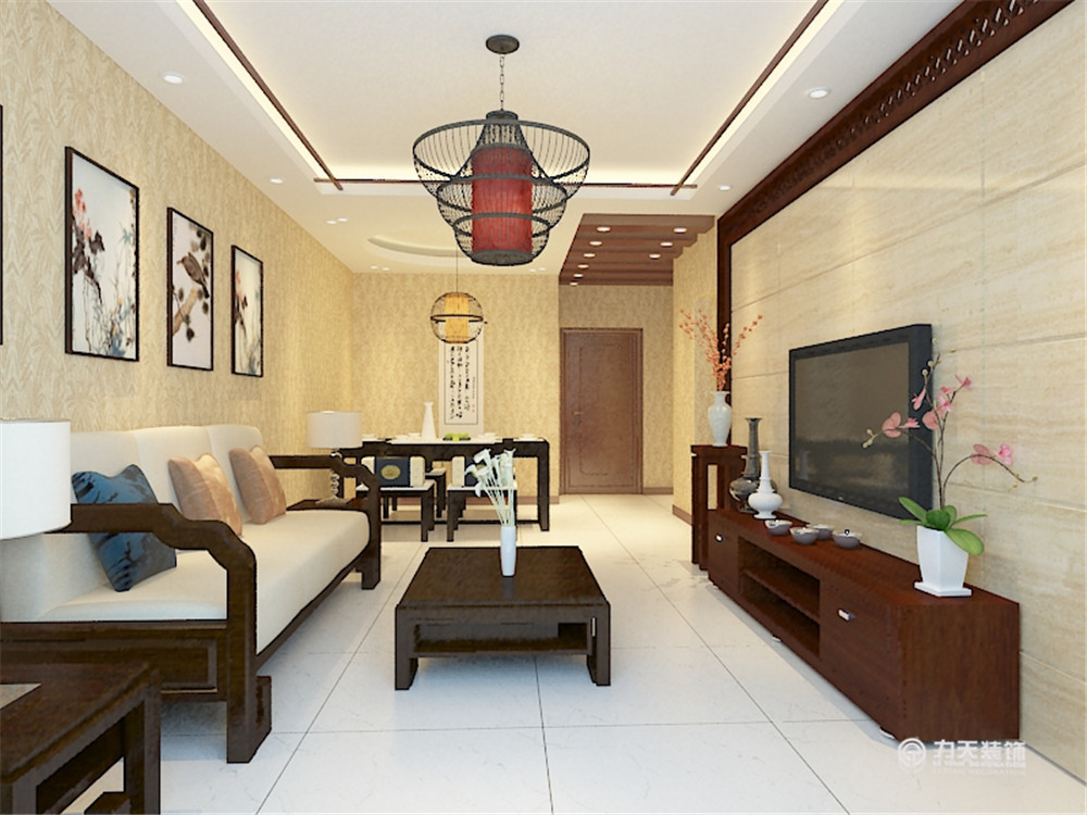 中式 一居 白领 收纳 80后 小资 客厅图片来自阳光力天装饰在珑著-79.00㎡-中式风格的分享