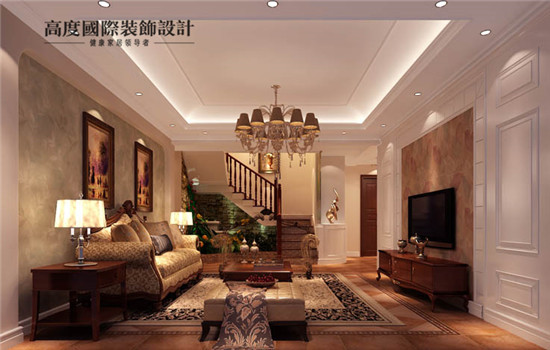美式 跃层 装修 设计 客厅图片来自高度老杨在中景江山赋 五室二厅四卫 美式的分享