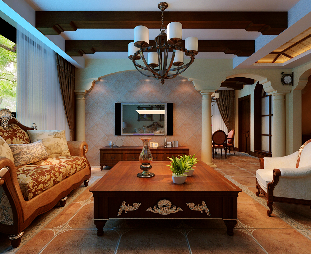 美式 三居 白领 收纳 旧房改造 客厅图片来自富有世纪装饰河南公司在美式风格的分享