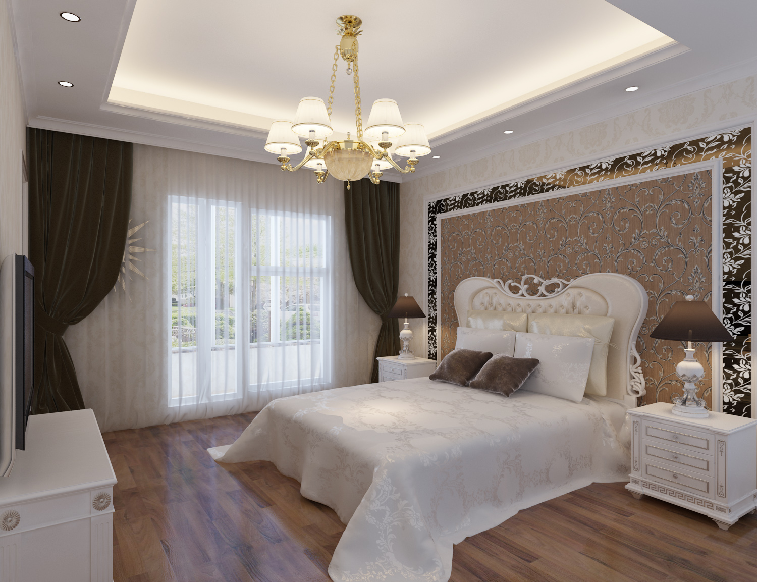 欧式 别墅 卧室图片来自北京今朝装饰刘在天鹅堡联排欧式经典装饰设计的分享