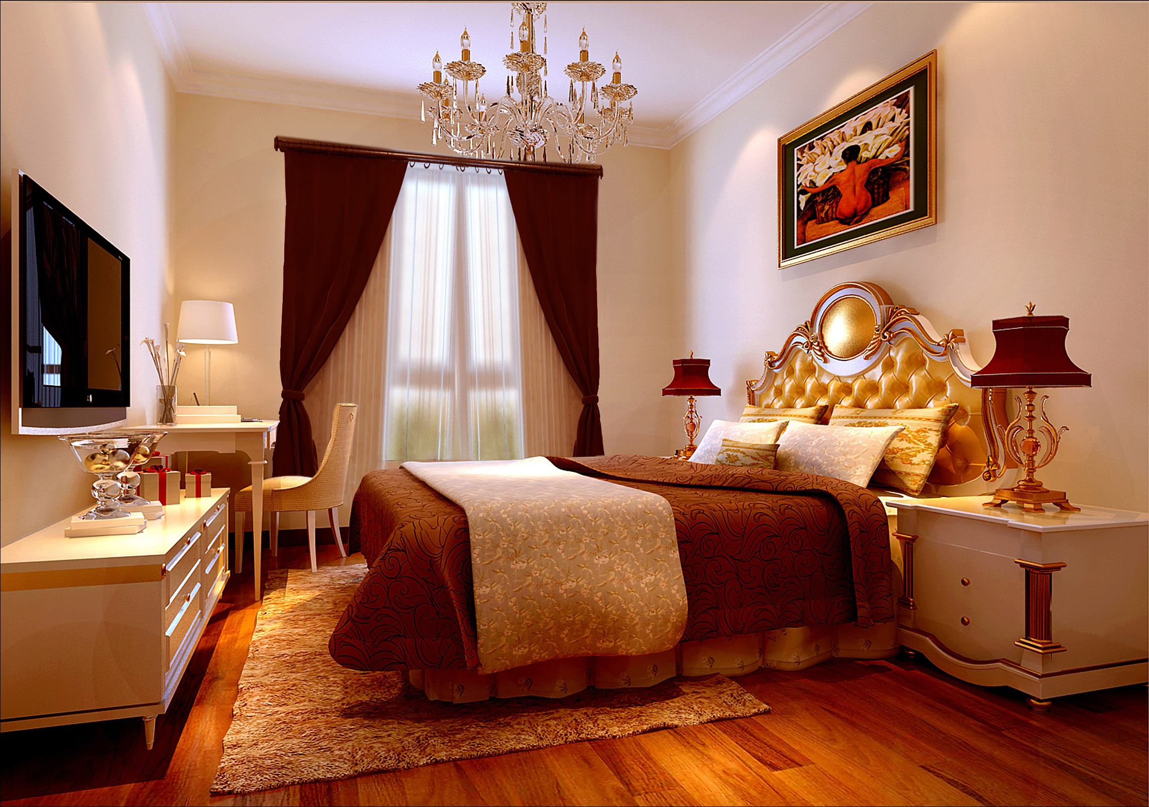 欧式 别墅 卧室图片来自北京今朝装饰刘在首创国际半岛欧式装饰设计的分享