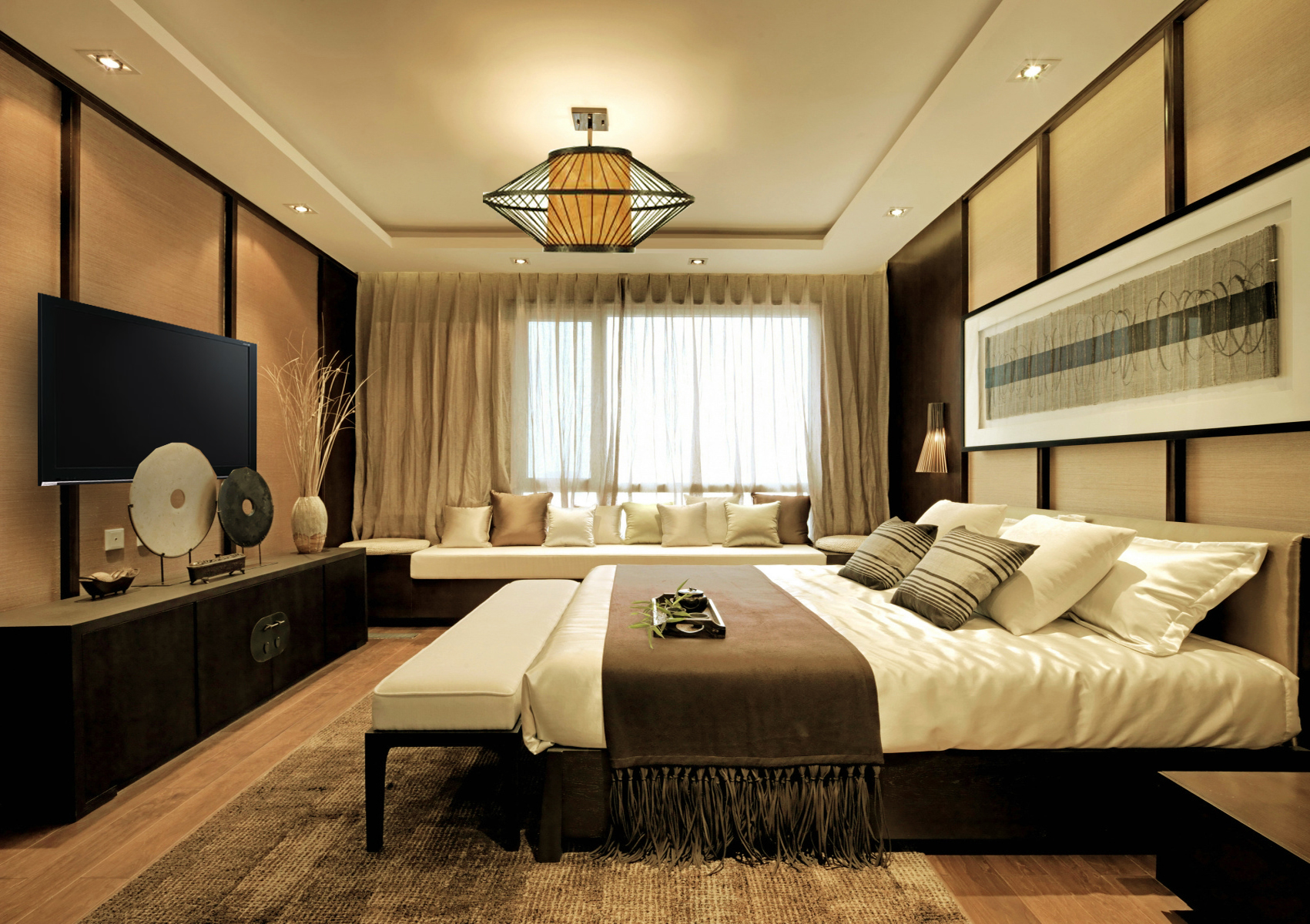 简约 混搭 别墅 中式 卧室图片来自尚层装饰大林在远洋天著240平现代中式的分享