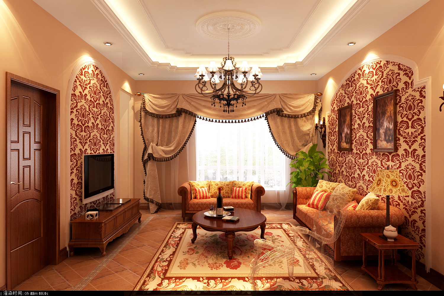 欧式 别墅 客厅图片来自北京今朝装饰刘在首创国际半岛欧式装饰设计的分享