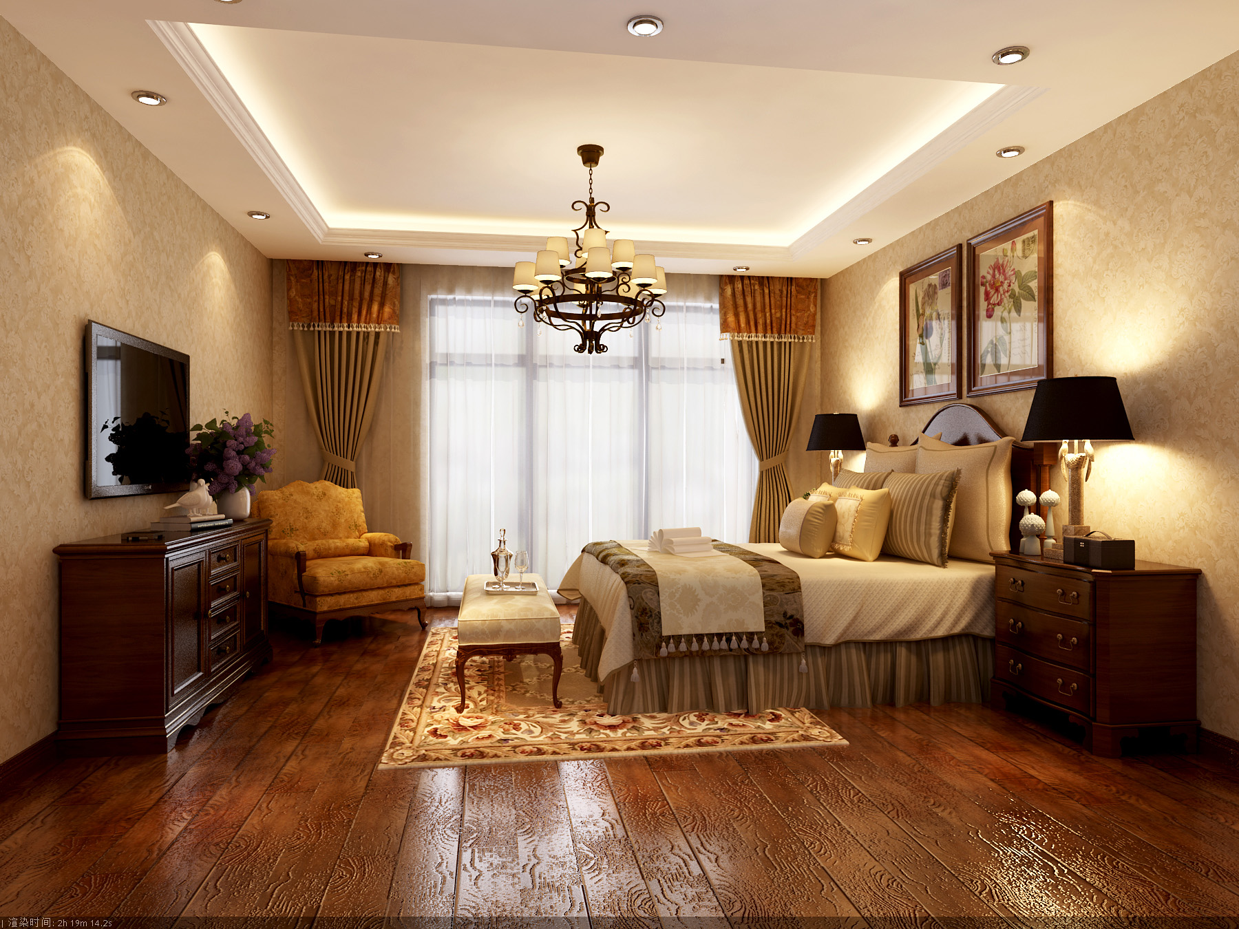 欧式 别墅 卧室图片来自北京今朝装饰刘在恒盛艺墅复式简欧装饰设计的分享