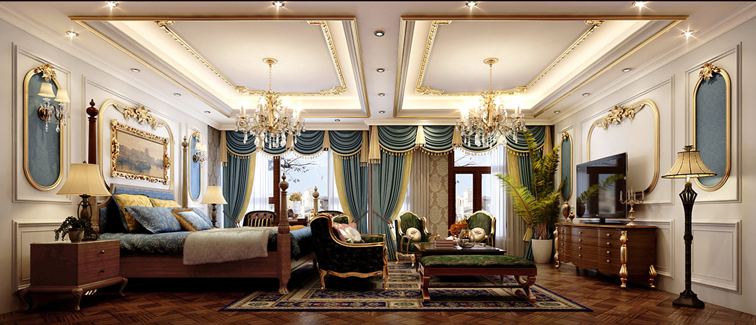 欧式 别墅 白领 尚层装饰 卧室 卧室图片来自北京别墅装修案例在350平水郡长安欧式风格案例欣赏的分享