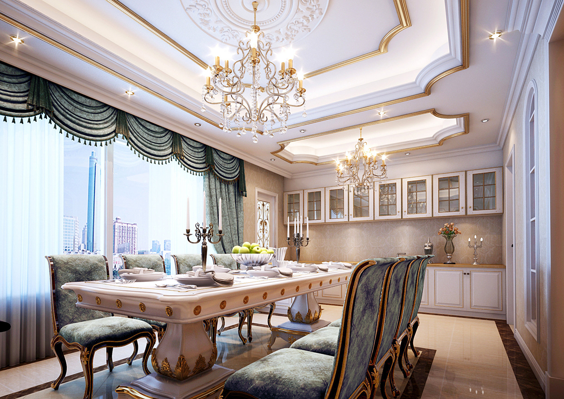 欧式 别墅 白领 尚层装饰 餐厅 餐厅图片来自北京别墅装修案例在350平水郡长安欧式风格案例欣赏的分享