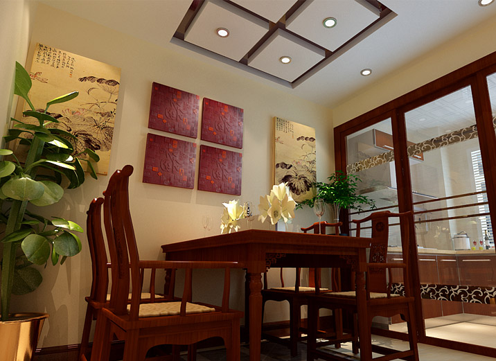 中式设计 中式装修 实创装饰 中式案例 餐厅图片来自实创装饰集团广州公司在五口之家简约中式奢华住宅的分享