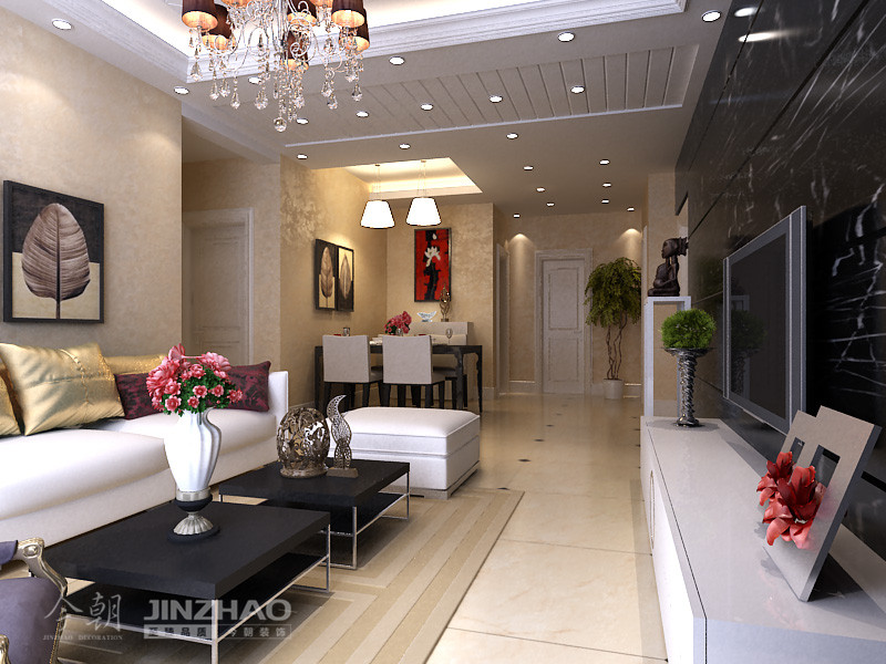 二居 现代 简约 今朝 设计 新房 客厅图片来自石家庄装饰家美1在星河御城123平米的现代风格的分享