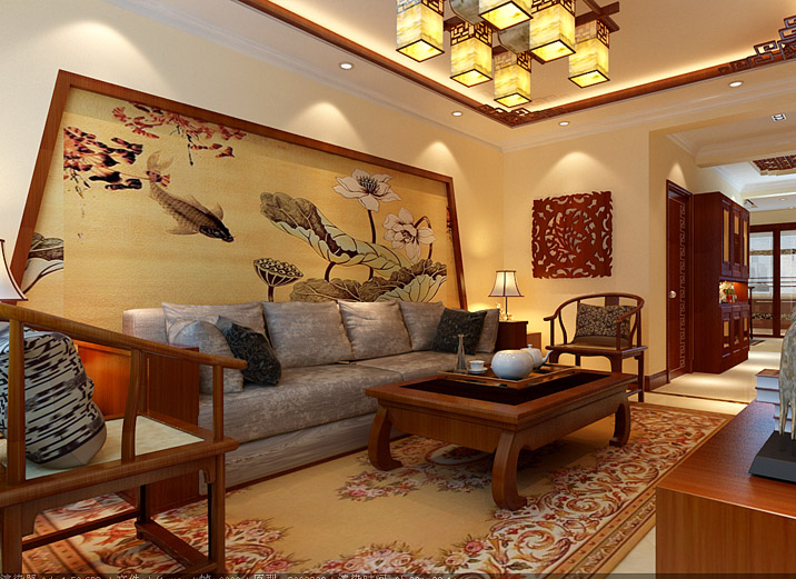 中式设计 中式装修 实创装饰 中式案例 客厅图片来自实创装饰集团广州公司在五口之家简约中式奢华住宅的分享