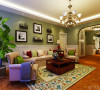 客厅作为一个放松休闲的会客空间，色彩质朴，造型简练，电视背景墙为文化砖造型设计