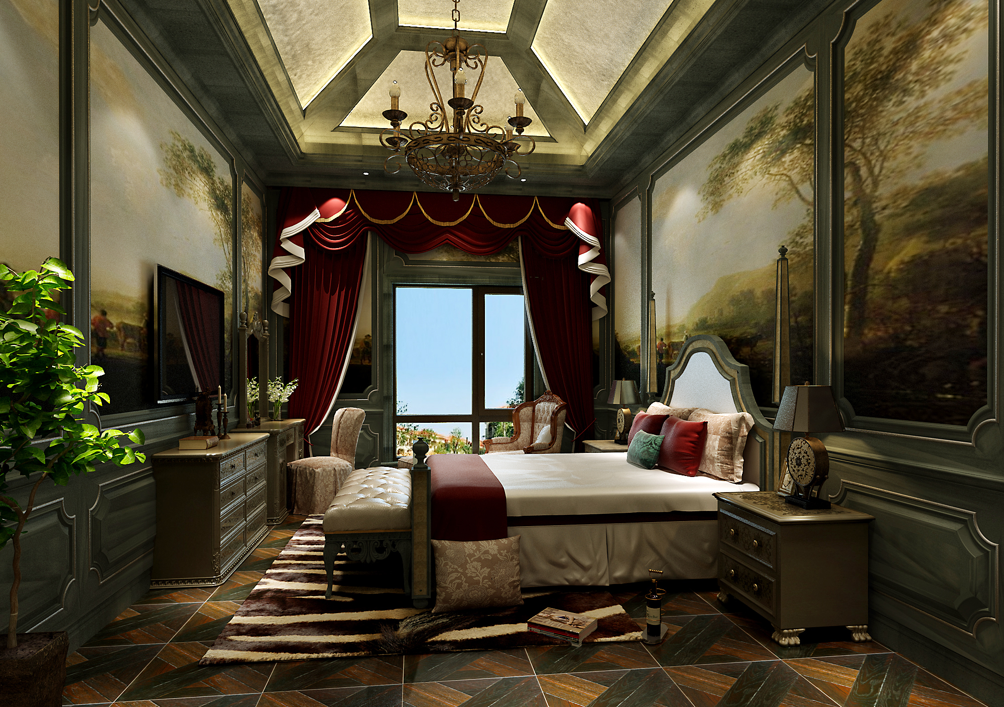 欧式 混搭 新古典 别墅 卧室图片来自尚层装饰大林在远洋天著600㎡欧式新古典的分享