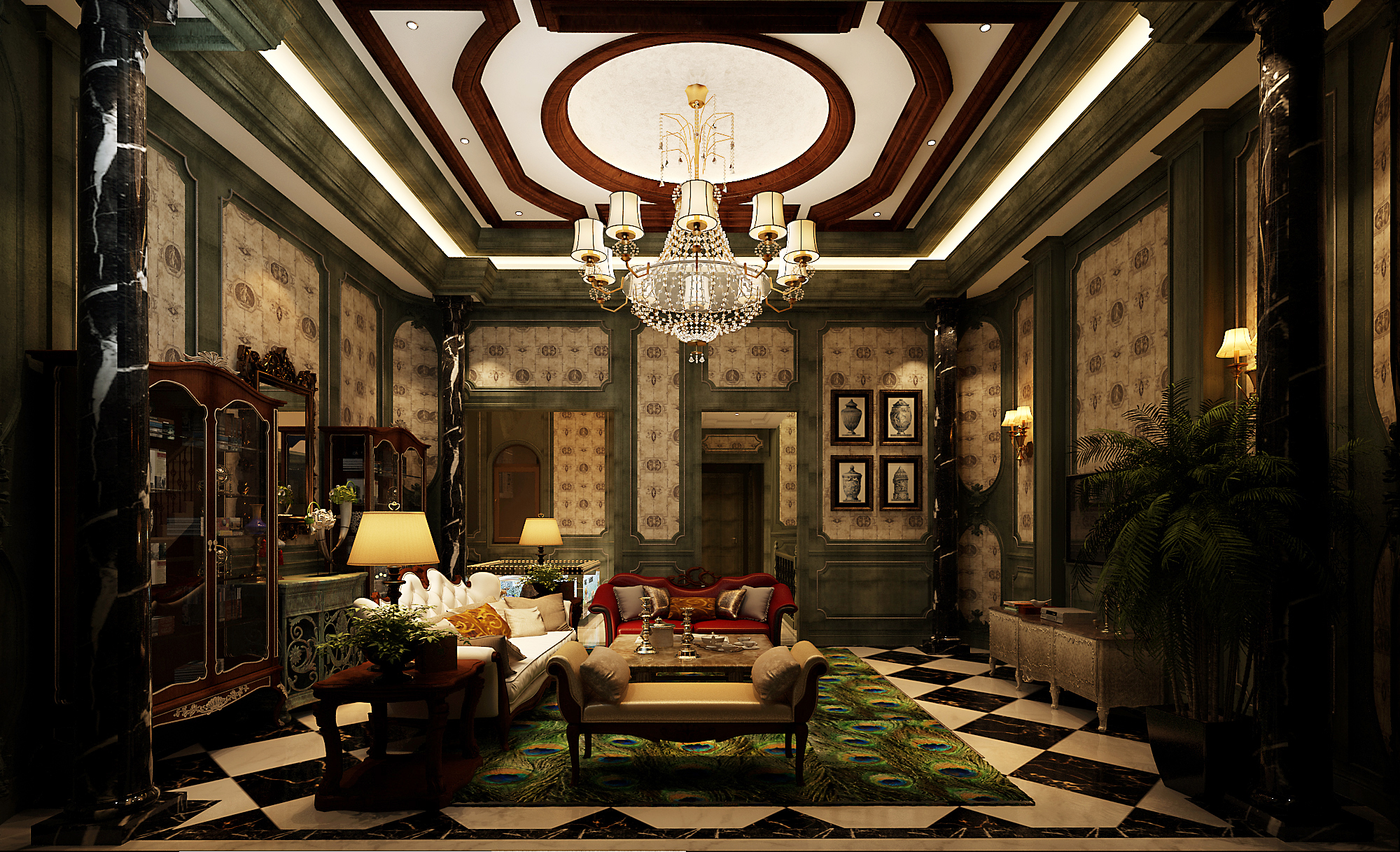 欧式 混搭 新古典 别墅 客厅图片来自尚层装饰大林在远洋天著600㎡欧式新古典的分享