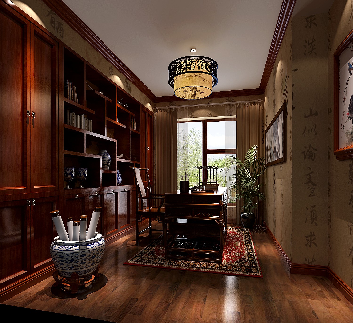 简约 中式 古典 高度国际 秦大涛 三居 别墅 白领 80后 书房图片来自北京高度国际装饰设计在富力新城中式典藏的分享