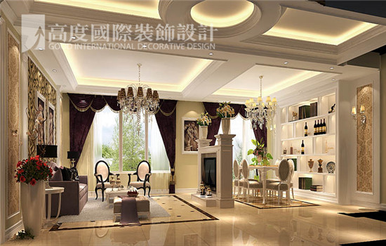 美式 装修 设计 客厅图片来自高度老杨在鲁能七号院 三室二厅二卫 美式的分享