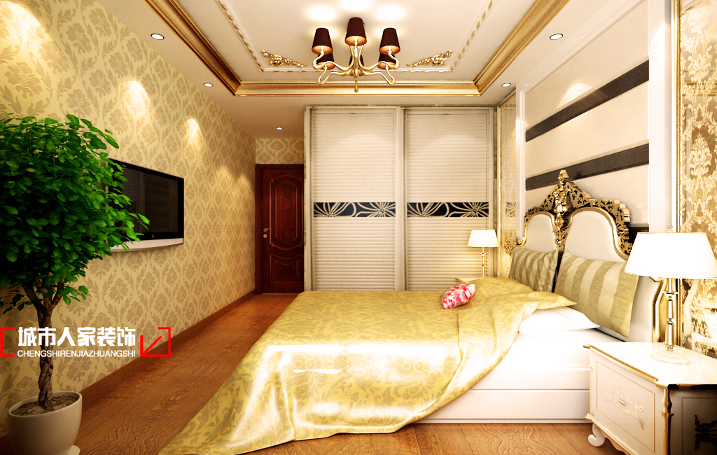 欧式 三居 舒适 公主房 卧室图片来自石家庄装修装饰设计公司在瑞成F区125平欧式奢华的分享
