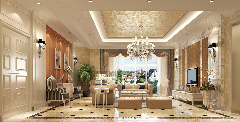 欧式 复式 三层 别墅 高度国际 客厅图片来自成都高度国际装饰娜娜在佳乐国际城的分享