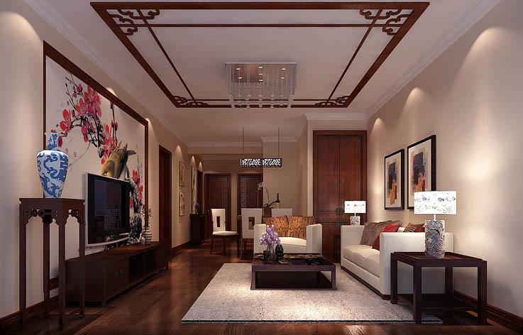 新中式 客厅图片来自高度国际宋书培在瑞安·君汇两居室装饰效果图的分享