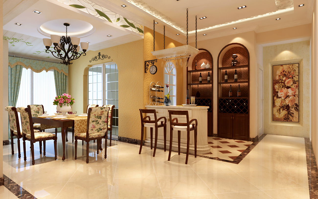 简约 欧式 田园 混搭 二居 三居 别墅 白领 餐厅图片来自元洲装饰木子在华侨城200平欧式风格的分享