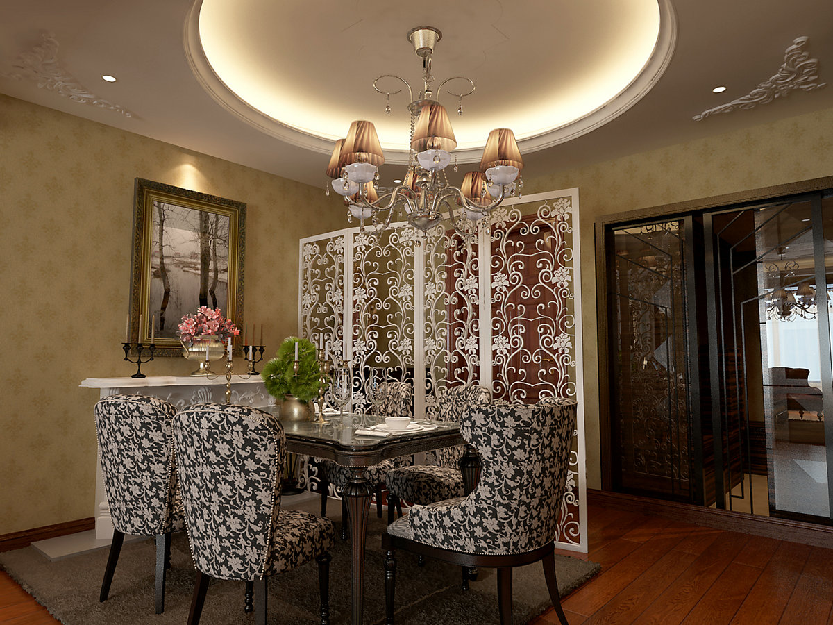 三居 古典 餐厅图片来自实创装饰晶晶在175平3居室新古典三口之家的分享