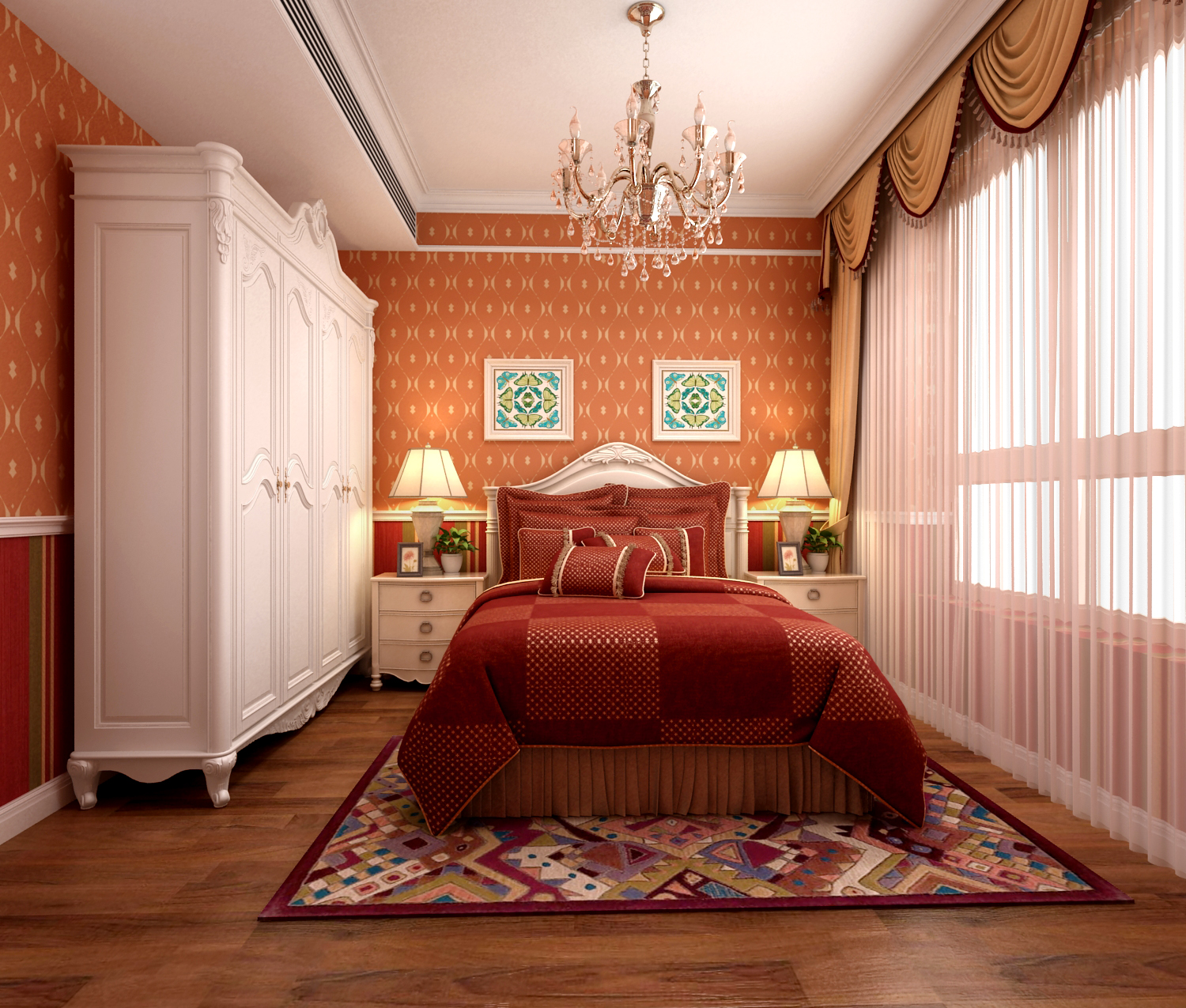 欧式 三居 卧室图片来自四六零国际设计-装饰艺术园区在海河大观-欧式-齐敏的分享