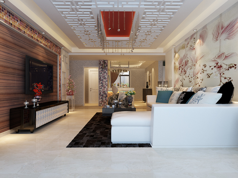新中式 三居 白领 收纳 客厅图片来自石家庄业之峰装饰在54所159平米新中式风格装修的分享
