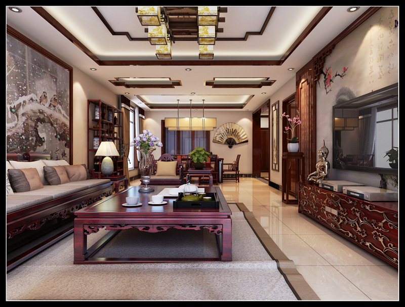 白领 别墅 三居 中式 城市人家 混搭 客厅图片来自城市人家李浩然在天山新公爵中式装修设计的分享
