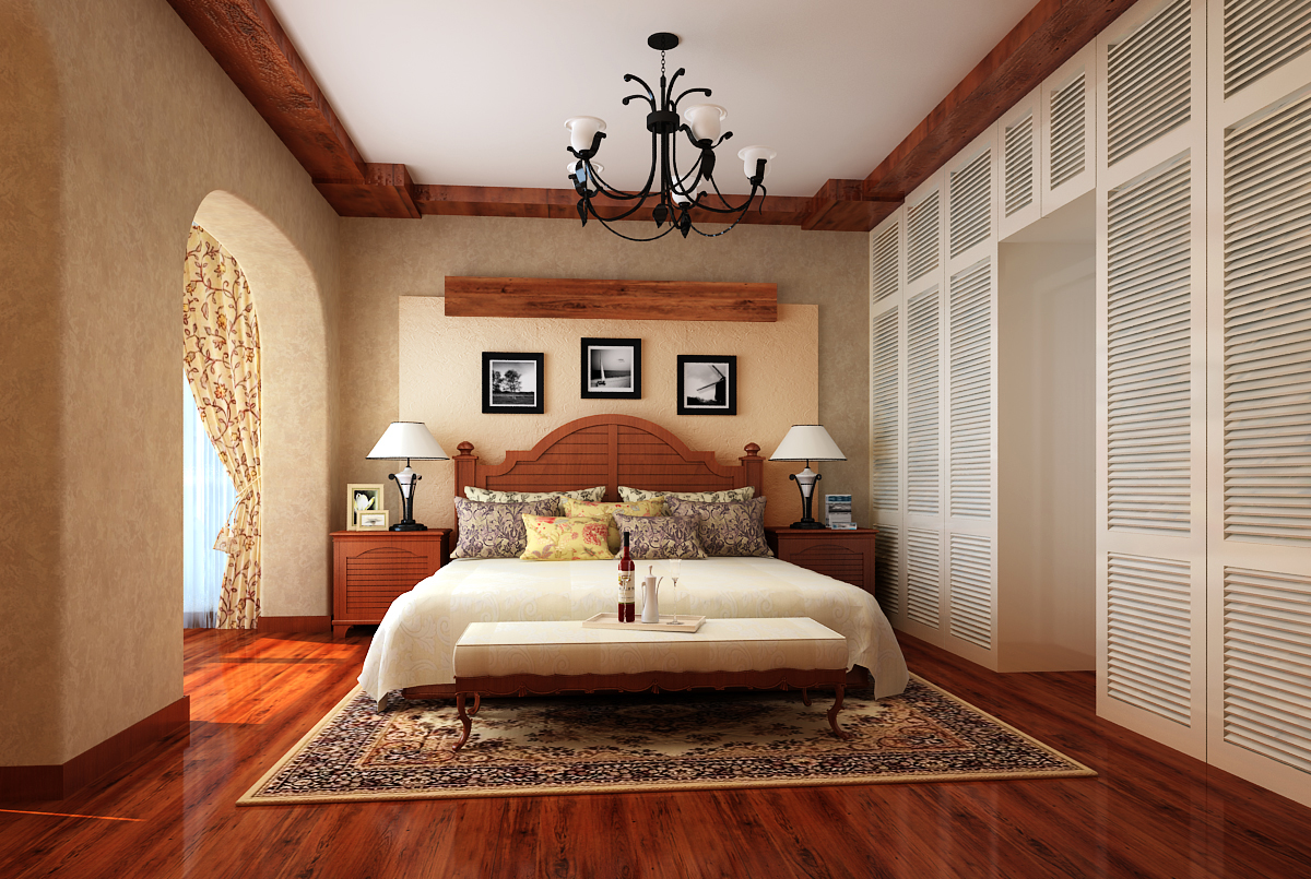 简约 别墅 欧式 美式 乡村 卧室图片来自孙进进在255平美式乡村装修效果图的分享