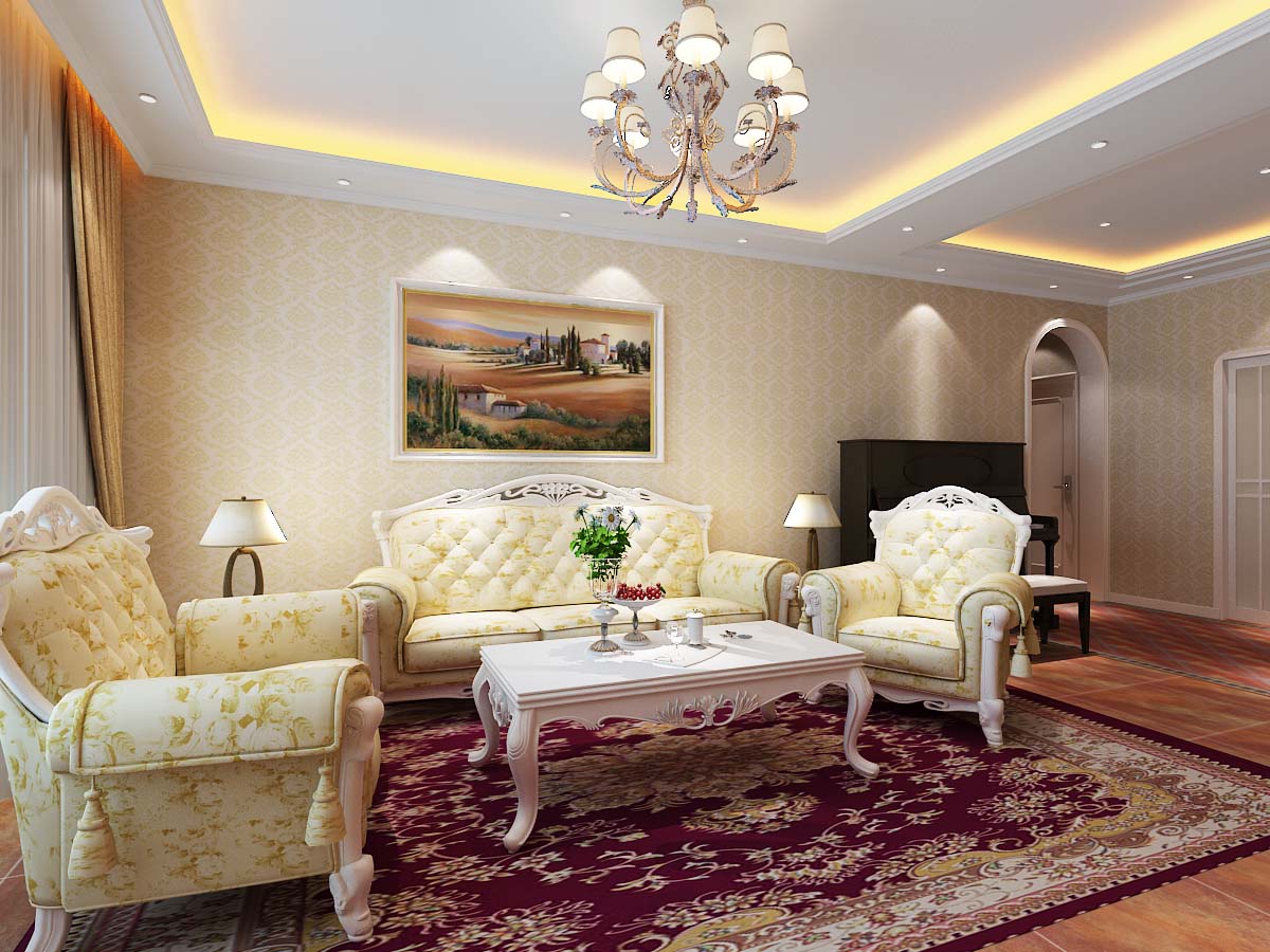 客厅图片来自今朝装饰小徐在青秀城 120平欧式风格的分享