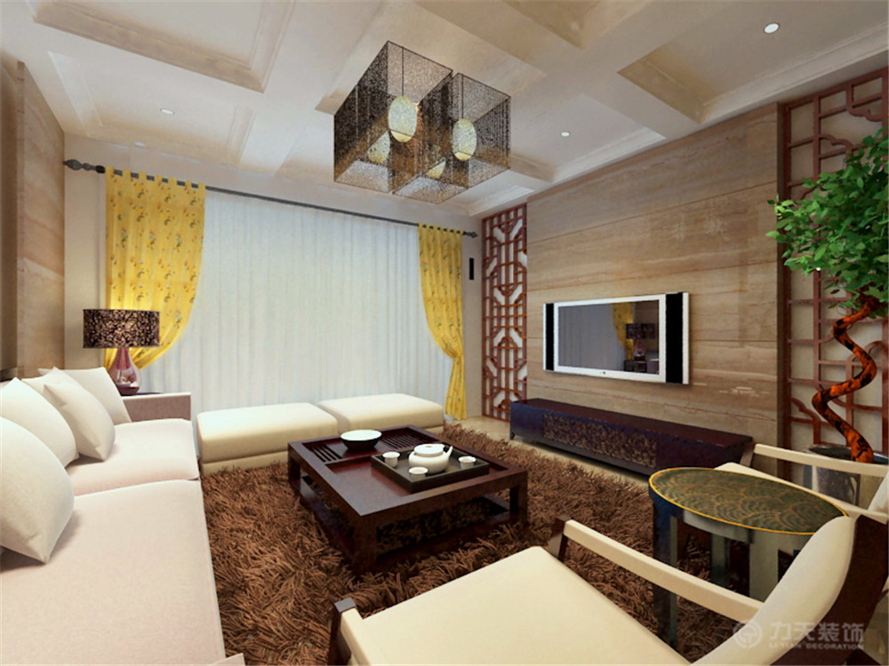 收纳 三居 中式 白领 80后 小资 客厅图片来自阳光力天装饰在吉宝季景兰庭-235㎡-新中式的分享