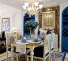 餐厅：优雅浪漫的吊灯，地毯与餐椅都以海洋生物为样品，让空间更加充满温馨与幻想