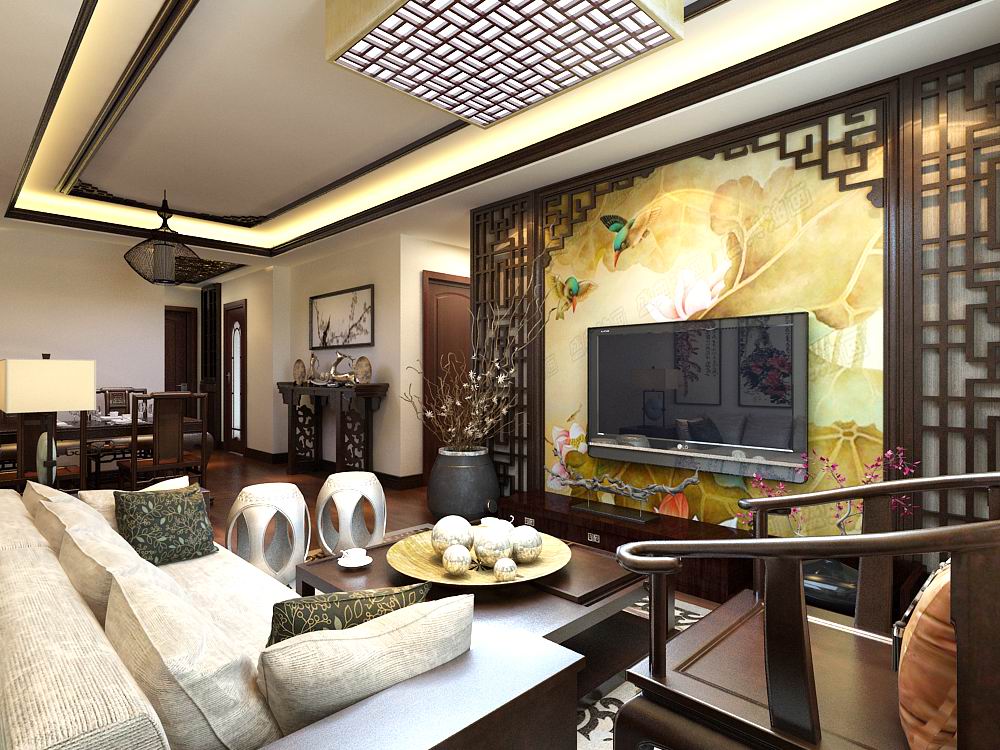 中式 二居 白领 收纳 80后 小资 客厅图片来自阳光力天装饰在洞庭路壹号-90㎡-中式风格的分享