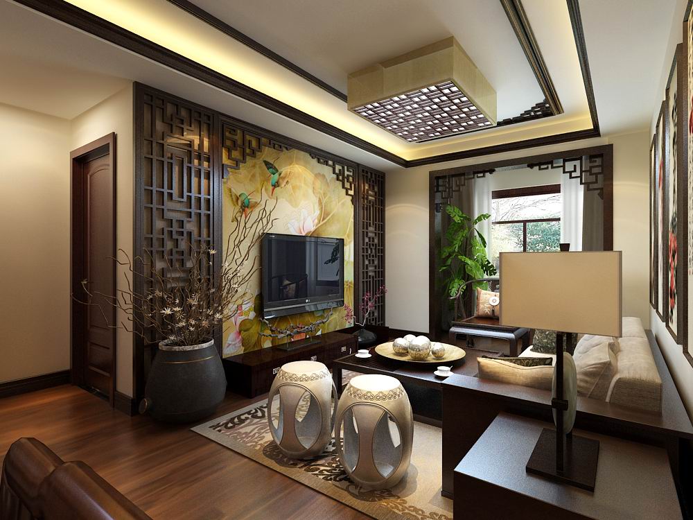 中式 二居 白领 收纳 80后 小资 客厅图片来自阳光力天装饰在洞庭路壹号-90㎡-中式风格的分享