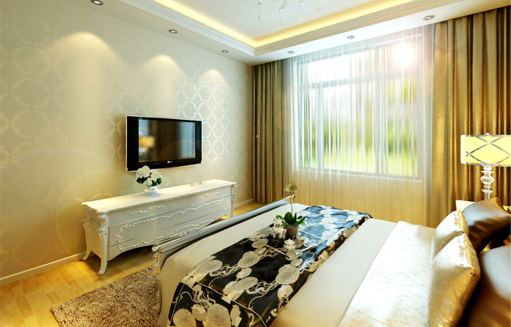 欧式 三居 卧室图片来自天津实创装饰集团l在远洋风景141㎡浪漫欧式普罗旺斯的分享