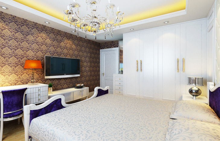 欧式 三居 卧室图片来自天津实创装饰集团l在远洋风景141㎡浪漫欧式普罗旺斯的分享