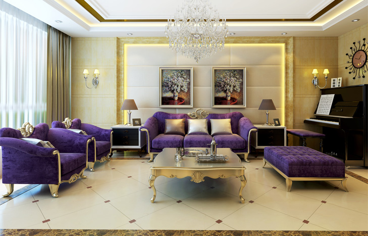 欧式 三居 客厅图片来自天津实创装饰集团l在远洋风景141㎡浪漫欧式普罗旺斯的分享