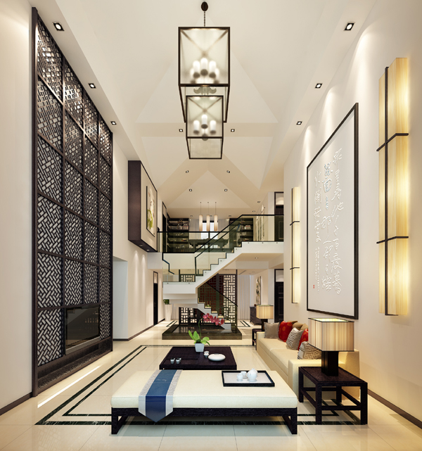 新中式风格 别墅 收纳 混搭 客厅图片来自业之峰装饰汇巢室内设计工作室在新中式风格之荷塘月色的分享