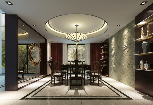 新中式风格 别墅 收纳 混搭 餐厅图片来自业之峰装饰汇巢室内设计工作室在新中式风格之荷塘月色的分享