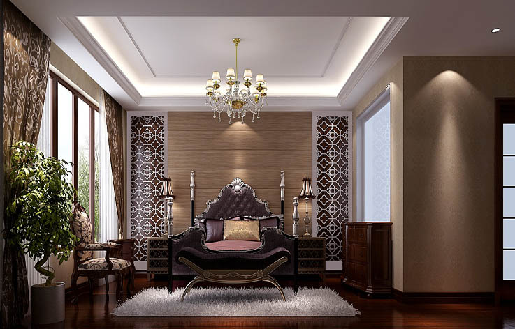 新中式 卧室图片来自高度国际宋书培在青秀尚城 三居室装饰效果图的分享