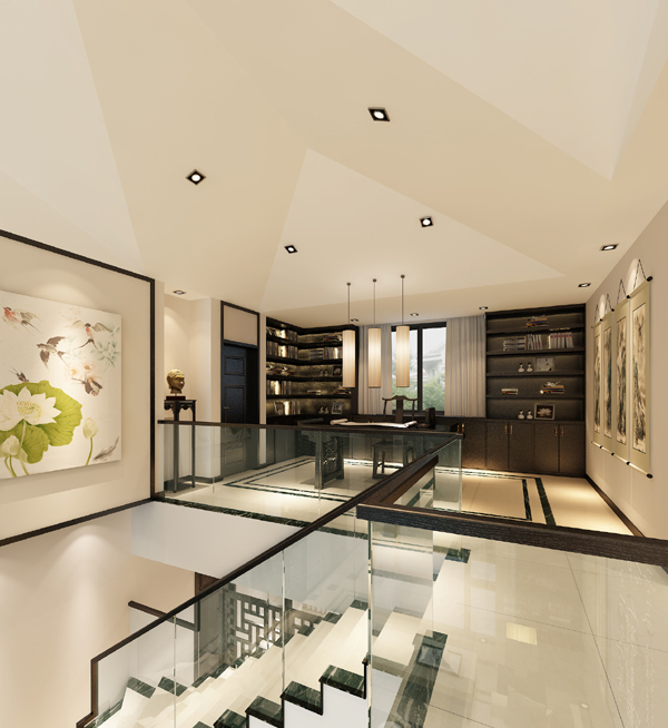 新中式风格 别墅 收纳 混搭 楼梯图片来自业之峰装饰汇巢室内设计工作室在新中式风格之荷塘月色的分享