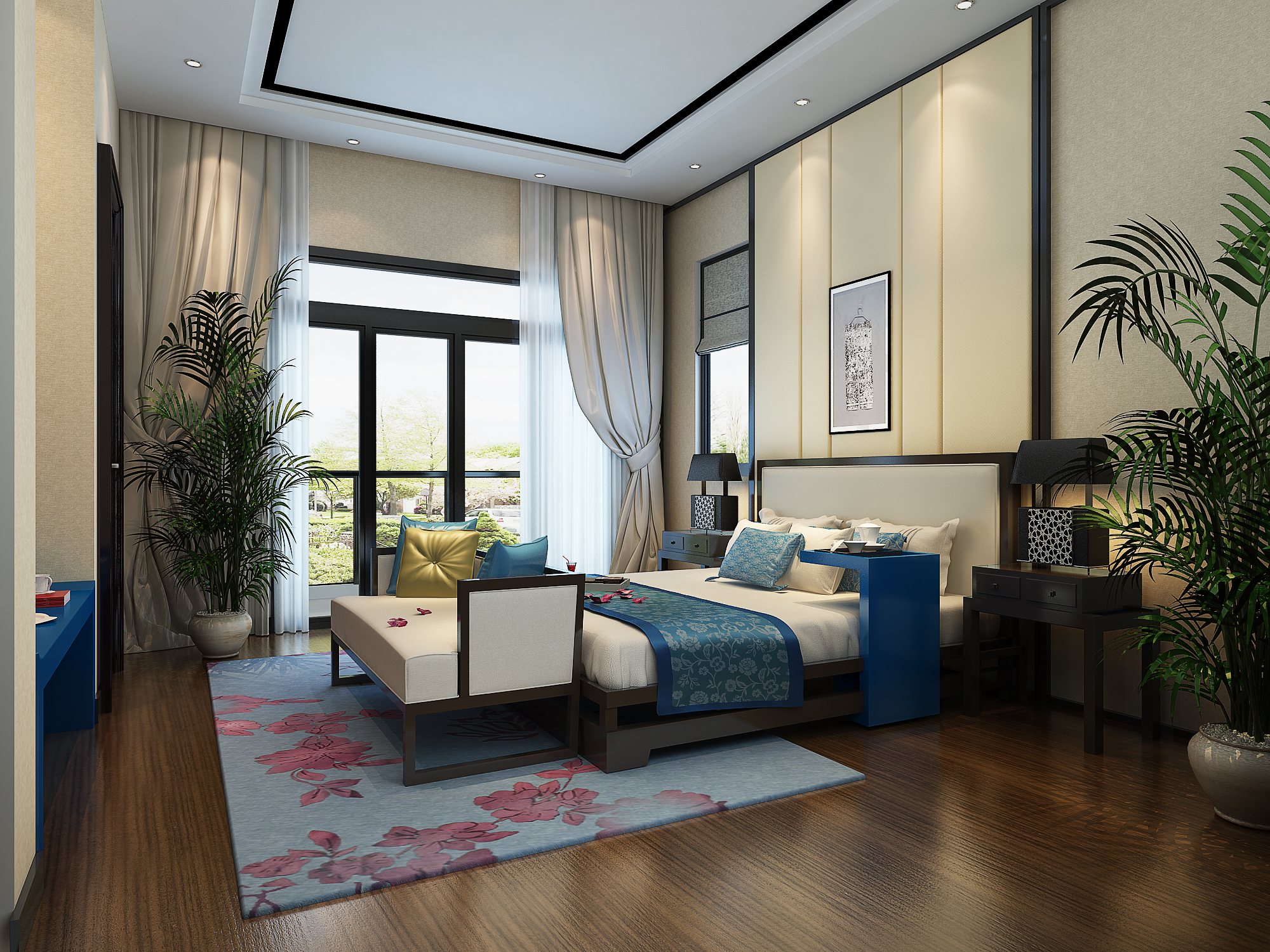 简约 别墅 中式 现代 卧室图片来自尚层装饰大林在龙湾350平现代中式的分享