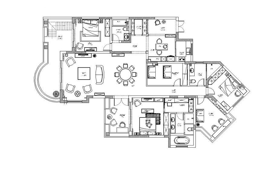 欧式 四居 明天华城 婚房 163平 户型图图片来自上海实创-装修设计效果图在163平四居打造别样风情空间的分享