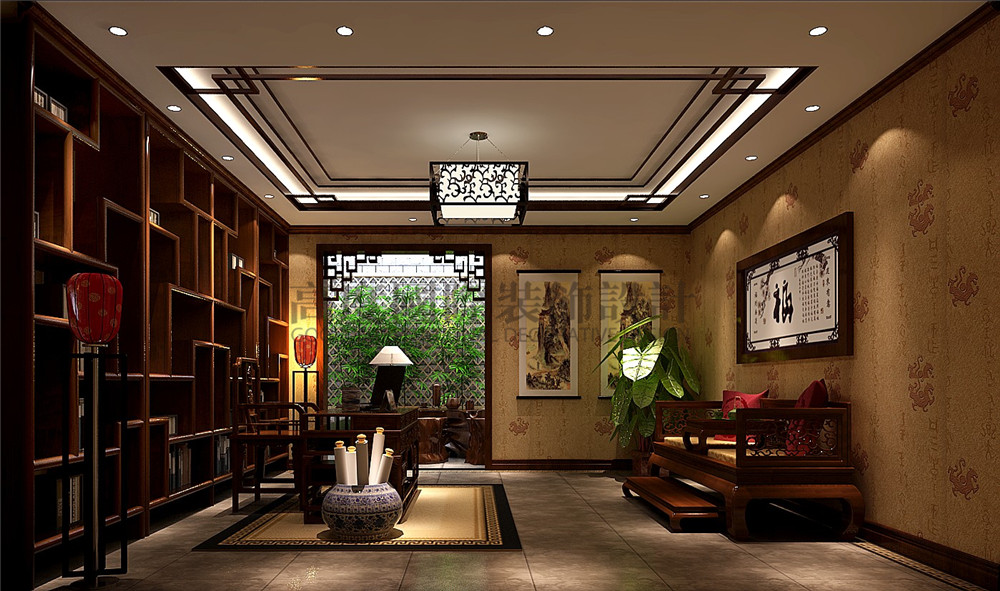 中式 高度国际 别墅装修 四海逸家 书房图片来自成都高度国际装饰娜娜在四海逸家300平米中式风格的分享