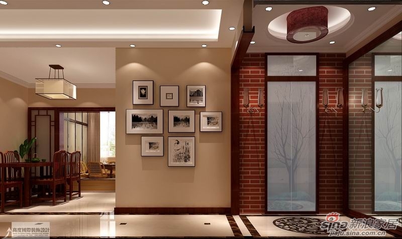 中式简约 玄关图片来自高度国际宋书培在绿醍香廊泊岸三居室装饰效果图的分享