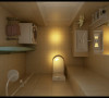 卫生间墙地砖选择米黄色系列的砖给人带来的是一种温馨，浴屏的独特设计分开了空间的干湿分离，砌筑的洗簌柜体现出了客户的高大上